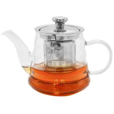 China Sustainable Use Commercial Glass Teapot With Dish Handle Comfortable Hand Set Teapot Chinese Glass Teapot for sale