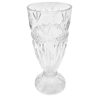 China Viable Wholesale Customized Flower Shape Design Glass Ice Cream Cup Top Decor With Foot for sale