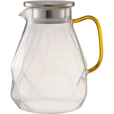 China Sustainable Borosilicate Glass Diamond Glass Hot Pot Large Capacity Sales High Borosilicate Diamond Cold Kettle for sale