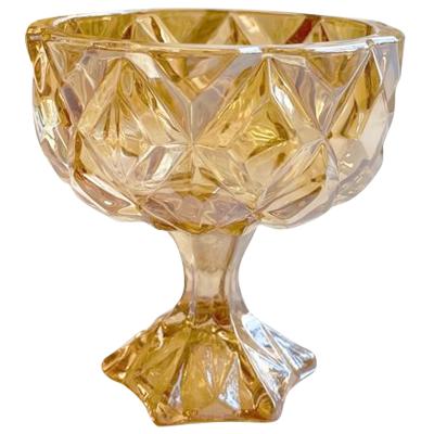 China 300ml Viable Made In China Wine Vintage Relief Cup Salad Fruit Dessert Cup Yogurt Ice Cream Amber Crystal Glass Mug for sale