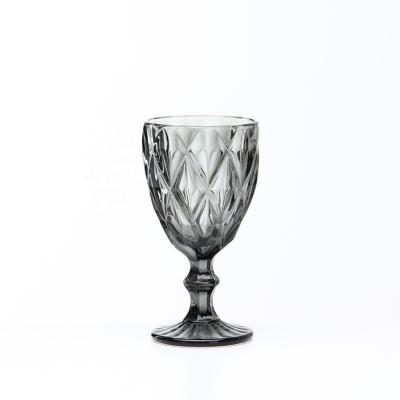 China Viable European style retro diamond embossed red wine goblet and color goblet glass jar set of 7 pieces for sale