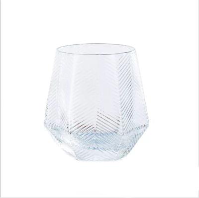 China Wholesale Diamond Shape Simple Cup Wind Breakfast Milk Cup Coffee Whiskey Glass Nordic Crystal Glass for sale