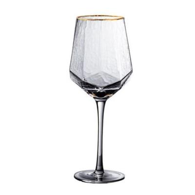 China Wedding Consecrated Single Rim Diamond Goblet Red Wine Glass Gathered College Gold Amazon Best Selling Gold Wedding Goblet Fashion Glassware Set quantity for sale