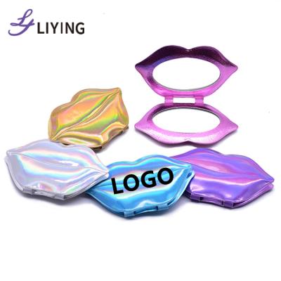 China Double Sided Hot Selling Hot Selling Compact Makeup Mirror Small Rose Holographic Custom Logo for sale