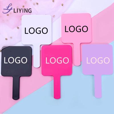 China Custom low MOQ logo handheld makeup mirrors custom handheld compact pocket mirror wholesale private label for sale