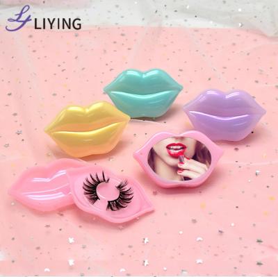 China Custom New Logo Makeup Mirror Lip Shape Personalized Compact Mini Eyelashes Packaging Box With Mirror for sale