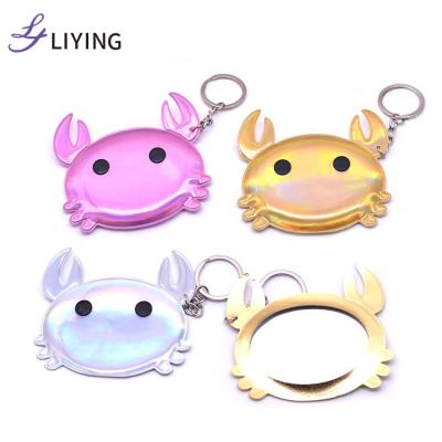 China 2020 Summer New Style Crab Shape Contract Mirror Key Chain Pocket Mirror Personalized Custom for sale