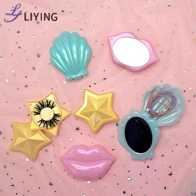 China Mini Portable Compact Cute Custom Logo Shape Lip Hand Mirror Hand Makeup Box With Mirror for sale