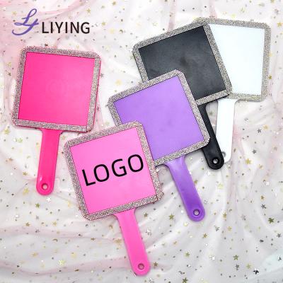 China Custom Cute Hollywood Custom Logo Handheld Mirror Makeup Vanity Vanity Mirror Cute Luxury Hand Mirror for sale