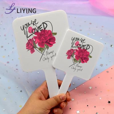 China Custom Low MOQ Private Label Single Side White Plastic Eyelash Hand Mirrors For Makeup Custom Logo for sale