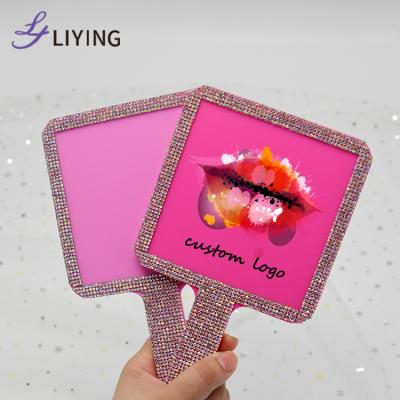 China Custom Wholesale Plastic Mirror Logo Hand Held Mirror Custom Made Makeup Pocket Mirror from LIYING for sale