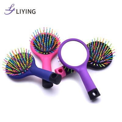 China Free Sample Waterproof Paddle Detangle Hair Brush with Mirror Travel Straight Hair Brush Comb for sale