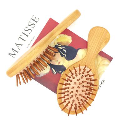 China Wholesale Custom Logo Massage Natural Bamboo Hairbrush Wooden Hair Brushes Waterproof Wooden Hair Paddle Brushes For Baby for sale