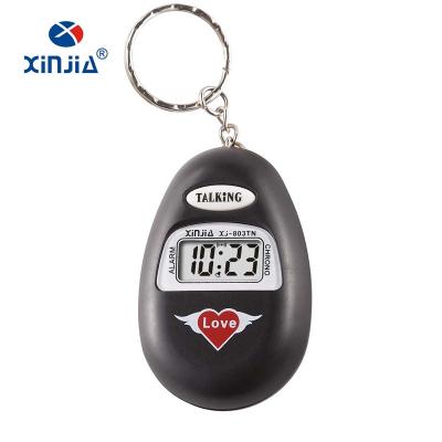 China FOLDER Fashion LED Display Mini Portable Keychain Talking Clock Plastic Cheap Promotional Digital LED Clock for sale