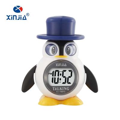 China Lovely 2015 ABS Desk Penguin Digital Speaking Desk Clock With Different Languages ​​Korean German-French Spanish English-Russian for sale