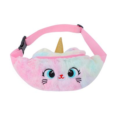 China Fanny Pack Cartoon Plush Unicorn Waist Bag Plush Toy For Kids Decoration for sale