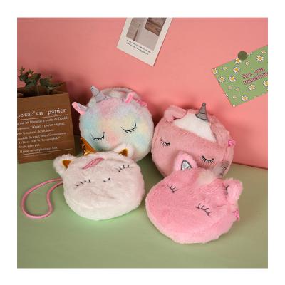 China Decoration Fashion Children's Shoulder Simple Cartoon Cute Girl Personality Color Fur Unicorn Messenger Bags for sale