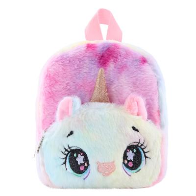 China Decoration Unicorn Kindergarten Plush Backpack School Bag Mini Cute Animal Backpack Kids Unicorn School Bag For Girls for sale