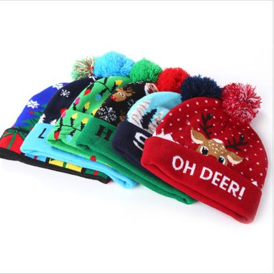 China JOINT Christmas Autumn Winter Warm Cap Hair Ball Crimping Knitted Hats For Women for sale