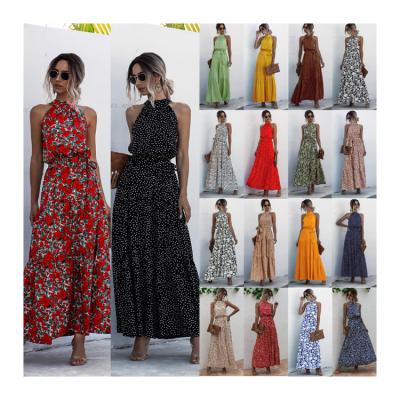 China 100% Polyester Summer Women Casual Floral Bohemian Knee-Length Dress Breathable for sale