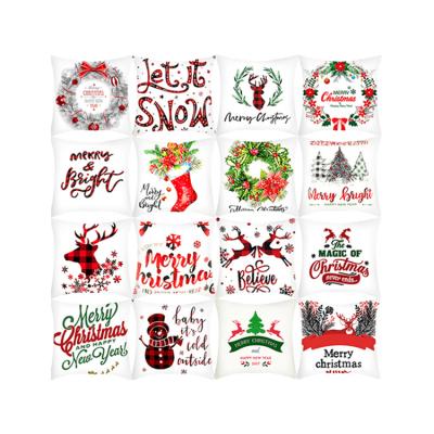 China Anti-pilling Pillow Case Sofa Seat Covers Christmas Decor White Christmas Cushion Cover Velvet Christmas Pillow Case Cover for sale