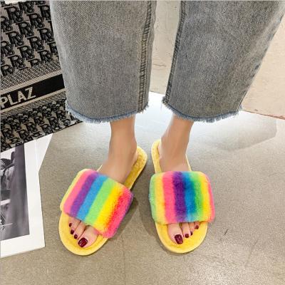 China Fashion Trend Women Faux Fur Warm Slipper Sandals Indoor And Outdoor Cotton Flat Slippers for sale