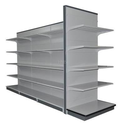 China Double Sided Supermarket Shelves Metal Shop Display Shelving Shelf Display Racks for sale