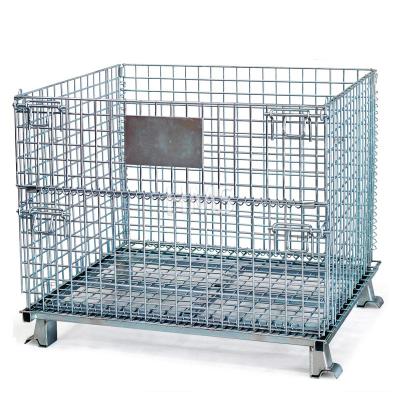 China Multifunctional Space Saving Customized Pallet Cages Collapsible Industrial Steel Wire Mesh Storage Container for sale