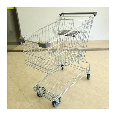 China Unfolding Supermarket 125L Grocery Shopping Cart Customized Shopping Trolleys for sale