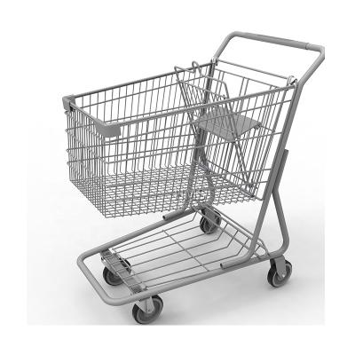 China Unfolding Supermarket Shopping Trolley Grocery Shopping Trolley Hand Push Trolley for sale