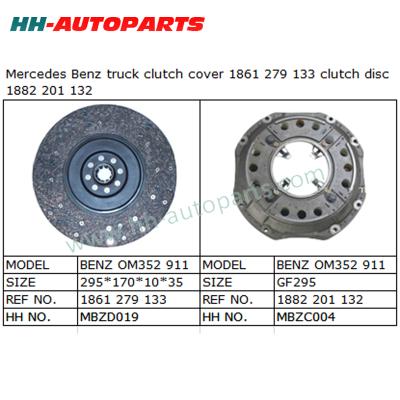 China For Benz Truck Clutch Disc 1861 279 133, 1882 201 132 Clutch Pressure Plate for Benz Truck Clutch Assembly for sale