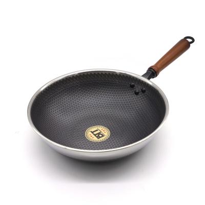 China Sustainable Hot Selling Multifunctional Non-stick Steel Pan Stainless Steel Wok With Glass Lid for sale