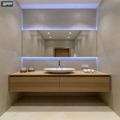 China Modern Hotel Style Import Floating Solid Wood Cabinet Bathroom Vanity for sale