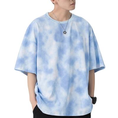 China Anti-Wrinkle Fashion Men Casual 100% Cotton Tie Dye Drop Shoulder T Shirt for sale