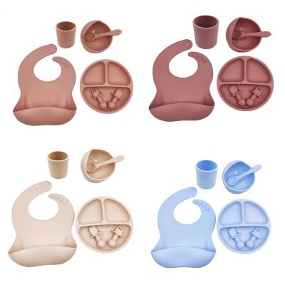 China 100% Eco-friendly / Non-toxi Silicon Baby Cutlery Set Baby Dishes For Feeding Dinner Dishes Kids Dining Bowl With Spoon Baby Food Dish Set Baby Food Dish Suction for sale