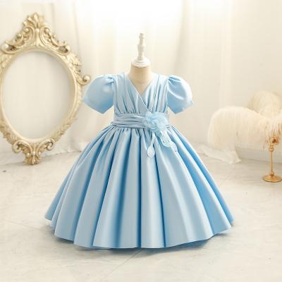 China Anti-wrinkle Girls Dress Fluffy Princess Dress Big Bow Baby Clothes Skirt Birthday Host Dress for sale