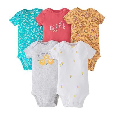 China Cozy Baby Clothes Soft 100% Cotton Sleepsuit Jumpsuit Five-Piece Bundle Boy Girl Newborn Short Sleeve Onesie for sale