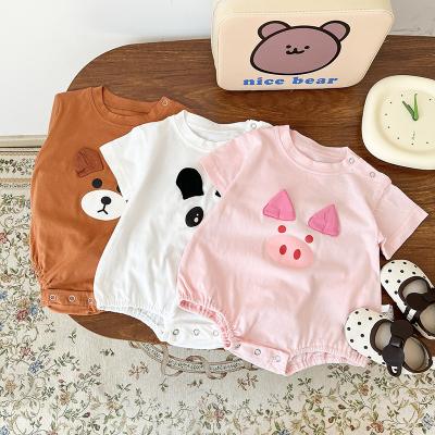 China Cozy Baby Clothes 2023 Spring Summer Toddler Sweater Oversized Romper Solid Color Polyester Sublimation Bubble Infant Short Sleeve Baby Clothes For Baby for sale