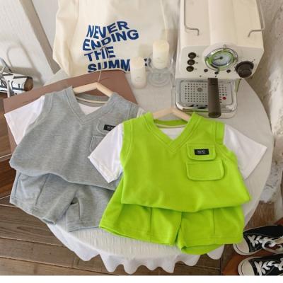 China Wholesale Casual Boys Clothing Sets Short Sleeve Striped T-shirt With Bear Pattern+shorts 2 Piece Baby Boy Summer Kids Outfit Suit for sale