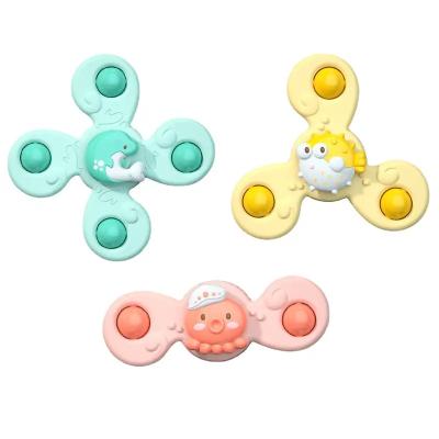 China Food Grade Toy Design Spinning Toys Suction Cup Spinner Top Sensory Learning Toy Baby Bathtub Bath Toys New Birthday Gift For Toddler 1-3 Years Old for sale