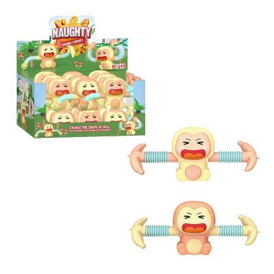 China Kids Popular Mini Rollover Monkey Pop Tube Toys The Relaxing Pop Tubes Funny Retractable Busty Person Toy for sale