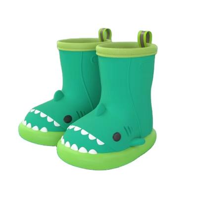 China Cute Toddler Water Shoes Baby Slip Rain Boots Children Cartoon Anti-slippery Shark Non-waterproof Little Kids Rubber Shoes for sale