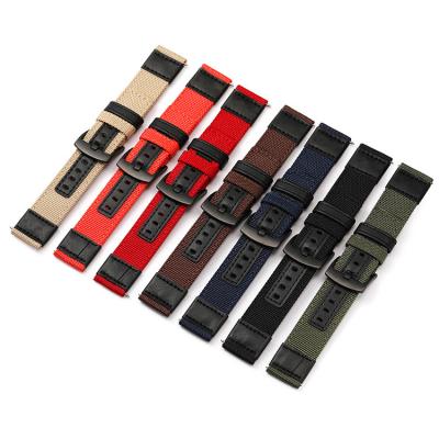 China Fabric For Huami Moto 360 Watch Strap Canvas Fabric Nylon Genuine Leather Watch Band For Samsung S3 Stock 18MM-24MM for sale