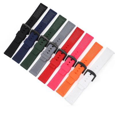 China Breathable Porous Silicone 20MM Silicone Fashion Silicone Watch Strap Watch Band Straps 20MM Common for sale