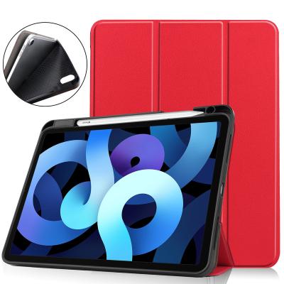 China Fanshion Single Shockproof Slim Triple Stand Case Leather Cover For iPad Air 5 10.9 Soft Shell For iPad Air 4 With Pen Holder for sale