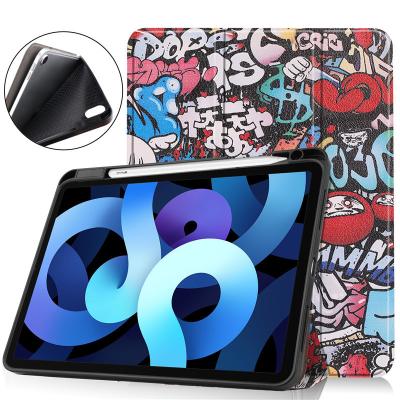 China Fanshion Pattern Simple Shockproof Slim Triple Stand Case Leather Cover For iPad Air 5 10.9 Soft Shell For iPad Air 4 With Pen Holder for sale