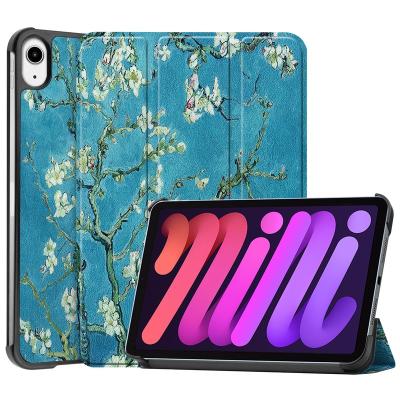 China Fanshion Print Single Ultra Thin Triple Stand Leather Case Flip Cover Thumb Hard Shell iPad Mini 6 8.3 for sale