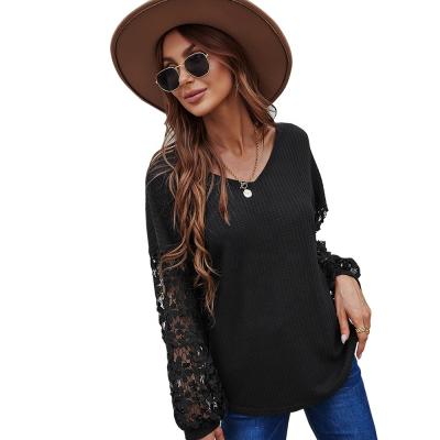 China 2022 New Arrival Breathable Waffle Women Lace Up Solid Customized Plus Size Blouse Tops for sale