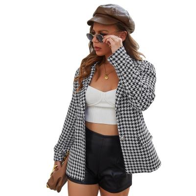 China 2022 Spring Houndstooth Blazer Breathable Casual Jacket For Women for sale