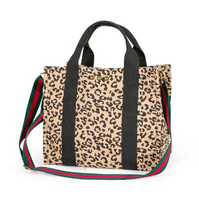 China HOT Canvas Tote Bag Leopard Stripe Cotton Canvas Handbag Cross - Body Customized Tote Bag Durable for sale